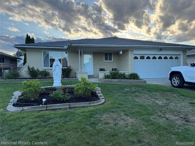 38217 Pinebrook Dr, Sterling Heights, MI 48310 - single story home featuring brick siding, an attached garage, a front lawn, and driveway