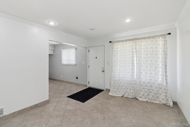 2562 Downing St, Melvindale, MI 48122 - entryway featuring crown molding, light tile patterned floors, and recessed lighting