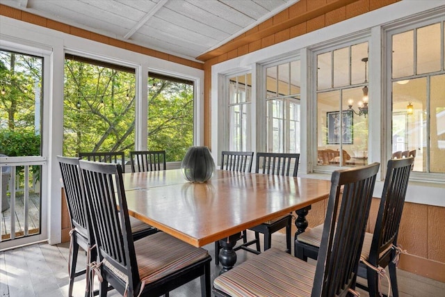 10251 Smith Rd, Union Pier, MI 49129 - sunroom / solarium featuring plenty of natural light and wooden walls