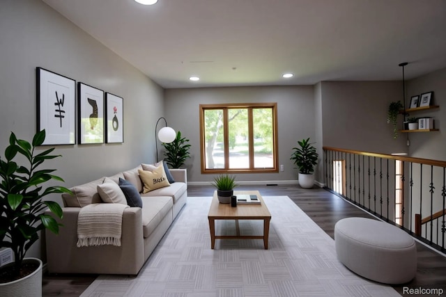 2626 Winter Dr, Troy, MI 48083 - living area with recessed lighting, wood finished floors, and baseboards