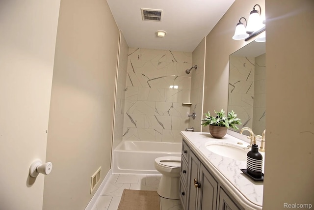 2626 Winter Dr, Troy, MI 48083 - bathroom featuring vanity, toilet, shower / tub combination, and baseboards