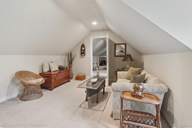 27820 29 Mile Rd, Lenox, MI 48048 - sitting room with carpet flooring, lofted ceiling, and baseboards