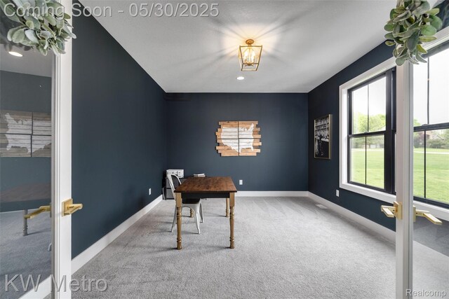 1585 Kriss Crossing Rd, Brighton, MI 48114 - unfurnished office featuring carpet flooring, french doors, baseboards, and recessed lighting