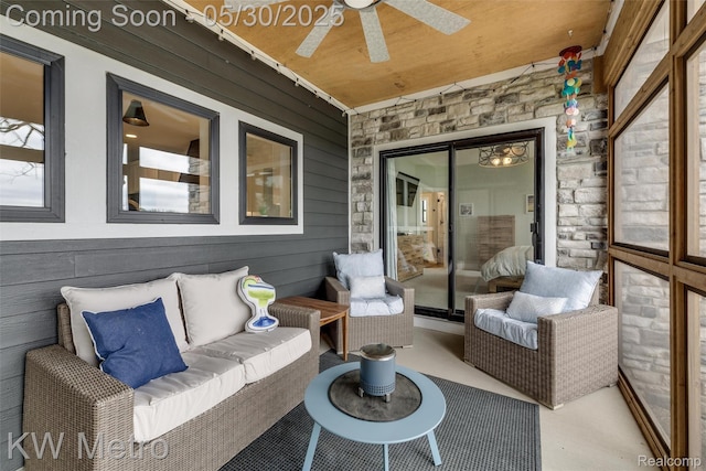 1585 Kriss Crossing Rd, Brighton, MI 48114 - view of patio / terrace with ceiling fan and an outdoor living space