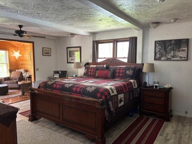 4516 Wah Wah Soo Dr, Gaylord, MI 49735 - bedroom featuring multiple windows, wood finished floors, and a textured ceiling