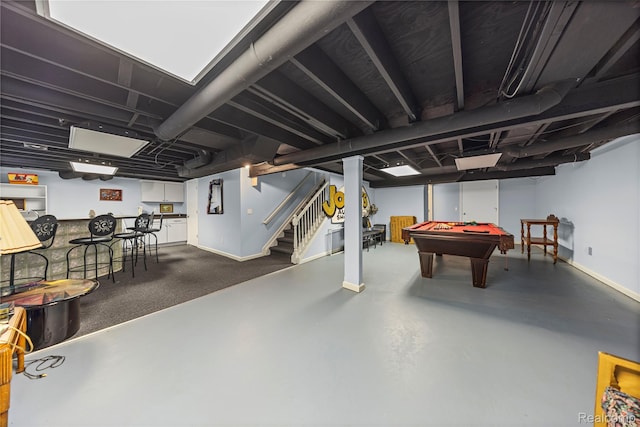 3072 Brewster, West Bloomfield, MI 48322 - finished below grade area featuring stairway and pool table