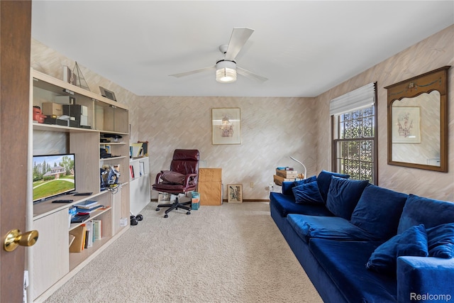 3072 Brewster, West Bloomfield, MI 48322 - living area with carpet and ceiling fan