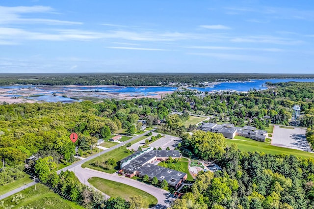 9180 Dicey St, Montague, MI 49437 - drone / aerial view of a nearby body of water and a heavily wooded area