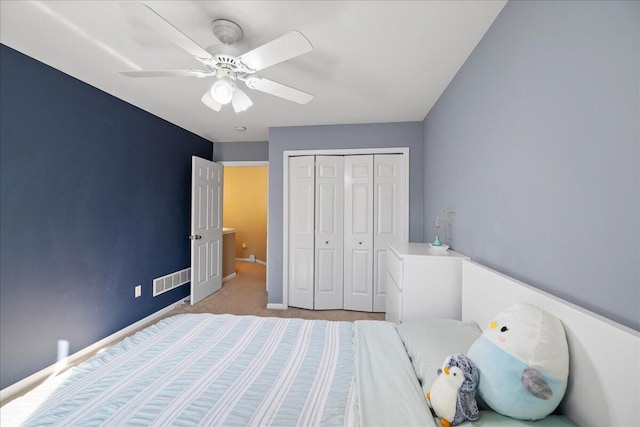 1269 Apple Creek Dr SE, Grand Rapids, MI 49546 - carpeted bedroom with a closet, a ceiling fan, and baseboards