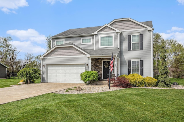 69218 Sundance Dr, Edwardsburg, MI 49112 - traditional home featuring concrete driveway, a front lawn, and a garage
