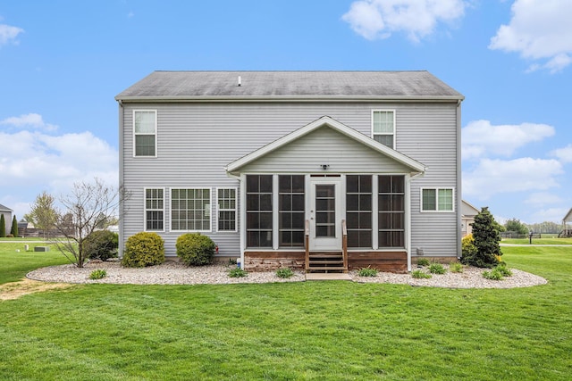 69218 Sundance Dr, Edwardsburg, MI 49112 - back of house with a sunroom and a yard