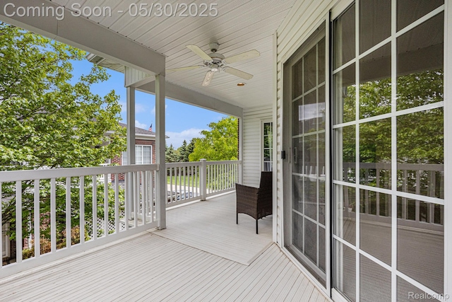 6769 Boulder Pointe Dr, Washington, MI 48094 - deck featuring a ceiling fan