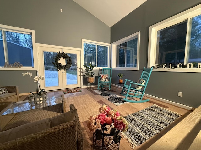 1581 W Lone Pine Dr, Baldwin, MI 49304 - sunroom with lofted ceiling and french doors
