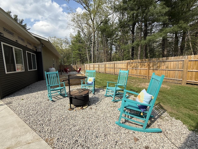 1581 W Lone Pine Dr, Baldwin, MI 49304 - fenced backyard with an outdoor fire pit