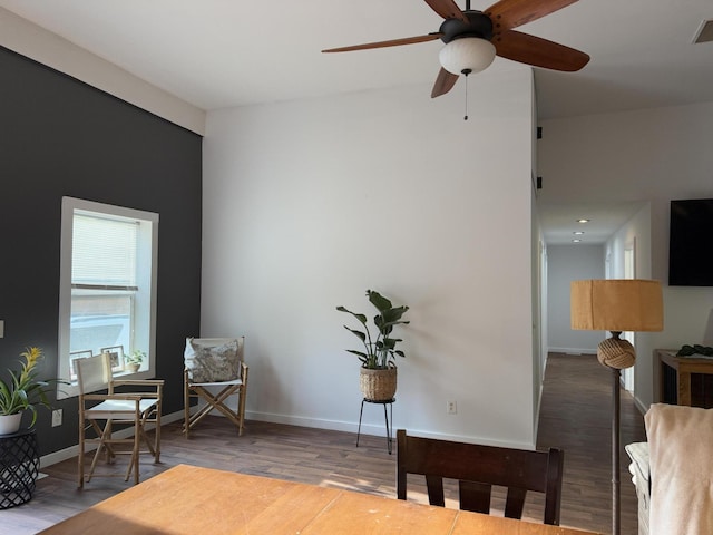 1581 W Lone Pine Dr, Baldwin, MI 49304 - sitting room with baseboards, ceiling fan, and wood finished floors