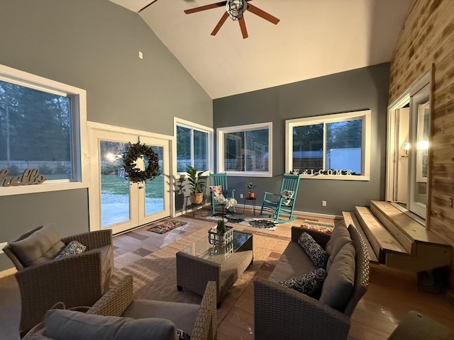 1581 W Lone Pine Dr, Baldwin, MI 49304 - view of patio featuring an outdoor hangout area, a ceiling fan, and french doors