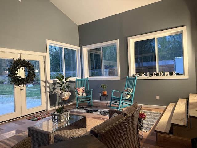 1581 W Lone Pine Dr, Baldwin, MI 49304 - view of patio featuring french doors and an outdoor living space