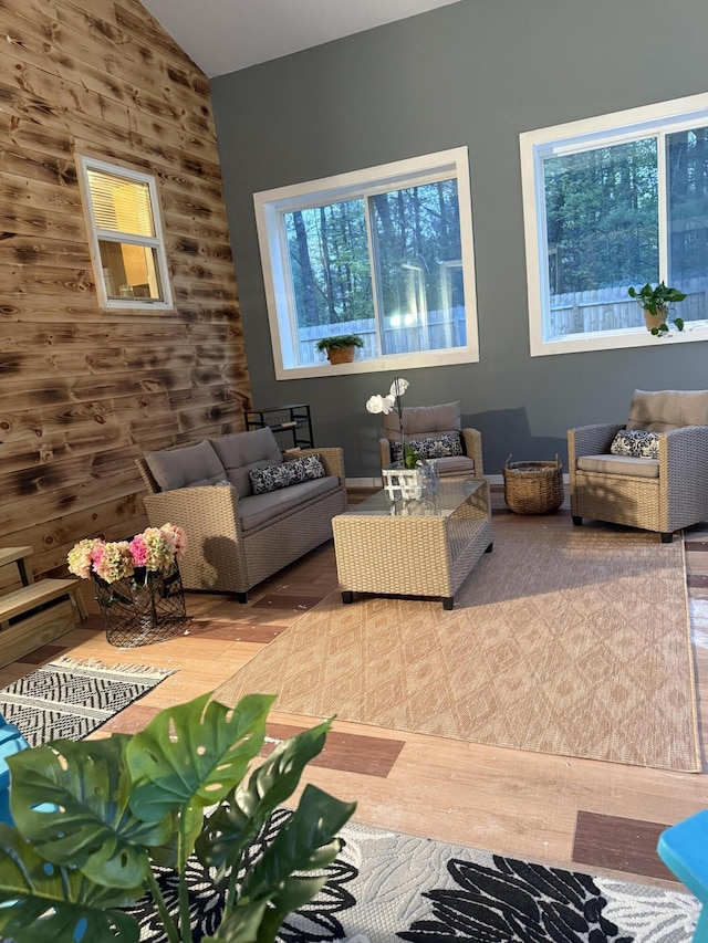 1581 W Lone Pine Dr, Baldwin, MI 49304 - lobby with lofted ceiling and wooden walls