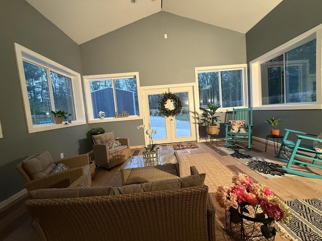 1581 W Lone Pine Dr, Baldwin, MI 49304 - sunroom featuring lofted ceiling and french doors