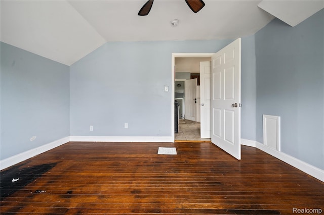 18666 Carrie St, Hamtramck, MI 48234 - bonus room featuring wood-type flooring, ceiling fan, baseboards, and vaulted ceiling