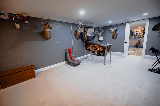 1905 Ora St, Muskegon, MI 49445 - game room with baseboards, recessed lighting, and carpet flooring