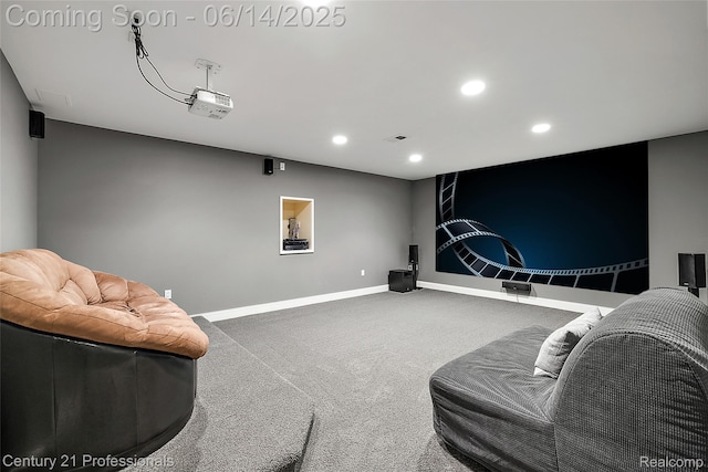 1181 Iroquois Trl, Oxford, MI 48371 - home theater room featuring carpet floors and recessed lighting