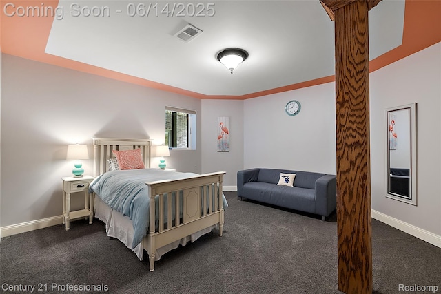 1181 Iroquois Trl, Oxford, MI 48371 - bedroom with dark colored carpet and decorative columns