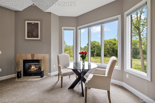 1181 Iroquois Trl, Oxford, MI 48371 - dining room featuring carpet and a high end fireplace