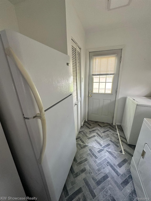 459 E Breckenridge St, Ferndale, MI 48220 - laundry room with separate washer and dryer and brick patterned floors