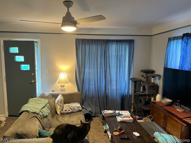 459 E Breckenridge St, Ferndale, MI 48220 - carpeted living area with a ceiling fan