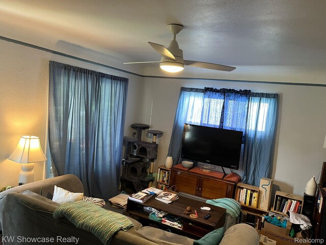 459 E Breckenridge St, Ferndale, MI 48220 - living area featuring a ceiling fan