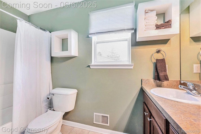 22571 E 13 Mile Rd, Saint Clair Shores, MI 48082 - full bath with toilet, vanity, tile patterned floors, and baseboards