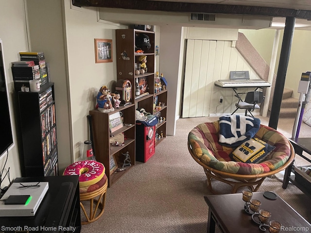 1525 Ackley Ave, Westland, MI 48186 - sitting room featuring carpet floors and stairs