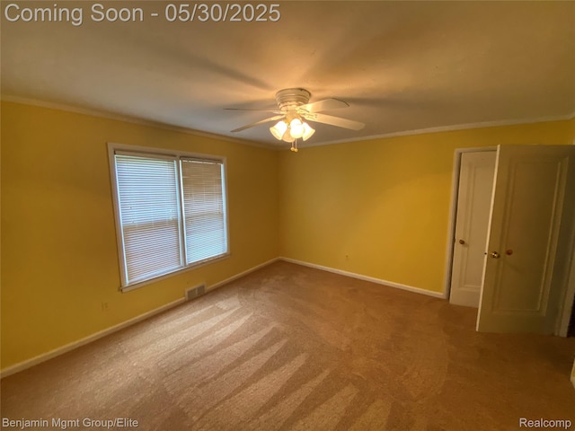 30430 Inkster Rd, Franklin, MI 48025 - carpeted spare room featuring crown molding, ceiling fan, and baseboards
