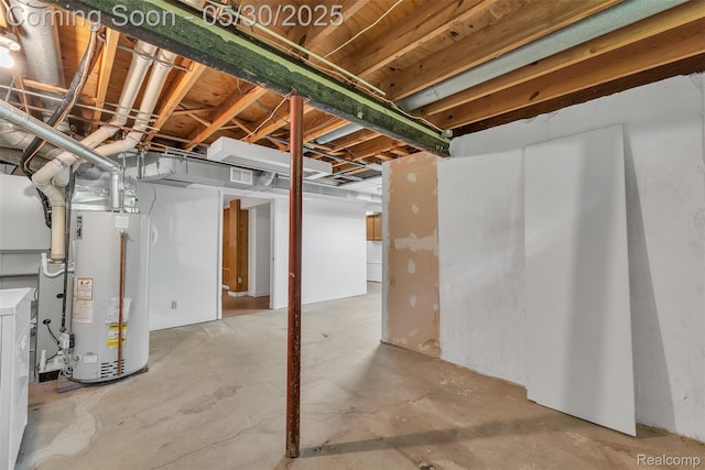 5772 Perrytown Dr, West Bloomfield, MI 48322 - unfinished basement featuring gas water heater