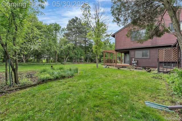 5772 Perrytown Dr, West Bloomfield, MI 48322 - view of green lawn featuring a wooden deck