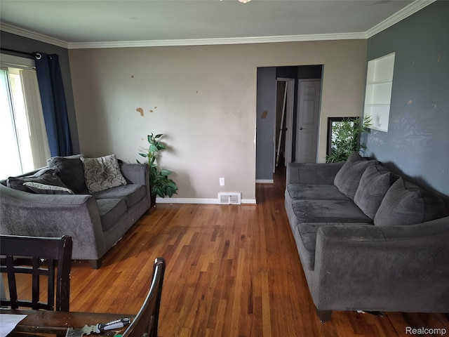 30102 Matthew St, Redford, MI 48186 - living room featuring wood finished floors, baseboards, and crown molding
