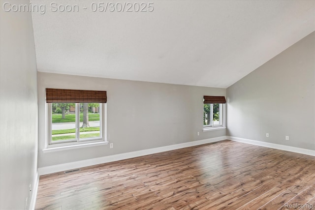 45127 Fair Oaks Dr, Canton, MI 48187 - spare room featuring wood finished floors, plenty of natural light, lofted ceiling, and baseboards