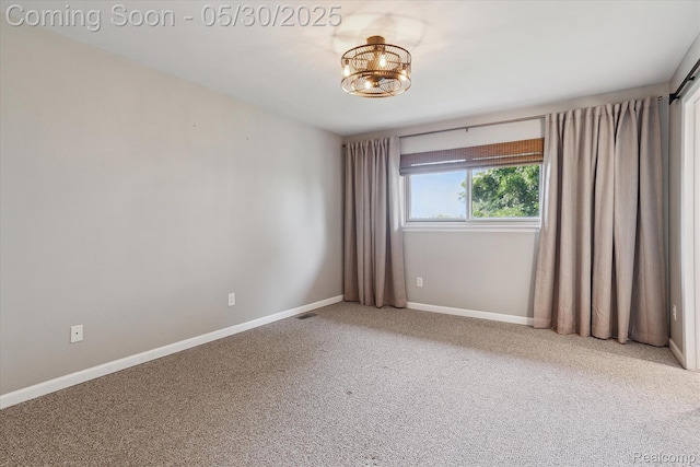 45127 Fair Oaks Dr, Canton, MI 48187 - empty room featuring carpet flooring, a chandelier, and baseboards