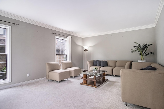 7340 Royal Ridge Dr SE, Caledonia, MI 49316 - carpeted living area featuring crown molding and baseboards