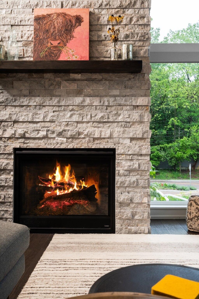 211 W Kingsley St, Ann Arbor, MI 48103 - detailed view of a lit fireplace and wood finished floors