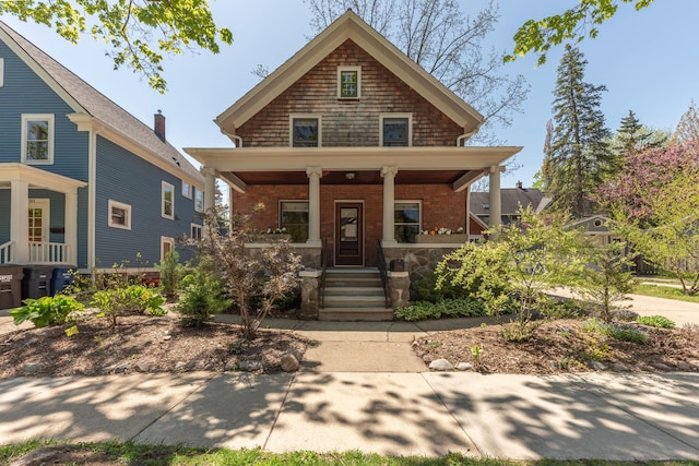 511 W Jefferson St, Ann Arbor, MI 48103 - view of front of home featuring covered porch and brick siding