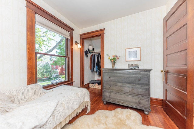 511 W Jefferson St, Ann Arbor, MI 48103 - bedroom featuring wood finished floors, a closet, a spacious closet, and baseboards