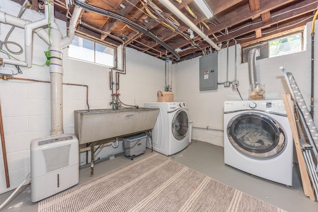 511 W Jefferson St, Ann Arbor, MI 48103 - laundry room with electric panel and washing machine and dryer