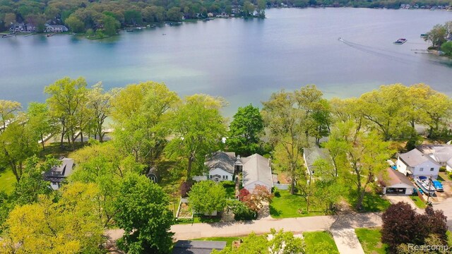 1786 Point St, Commerce Twp, MI 48382 - aerial perspective of suburban area featuring a large body of water