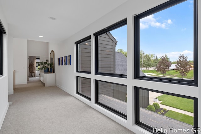 421 Manhattan Rd SE, Grand Rapids, MI 49506 - hallway featuring carpet flooring, baseboards, and recessed lighting