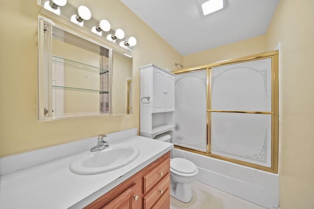 10639 Hanover Rd, Hanover, MI 49241 - bathroom with vanity, shower / bath combination with glass door, and toilet