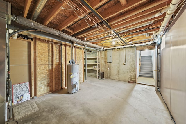 10639 Hanover Rd, Hanover, MI 49241 - unfinished below grade area featuring gas water heater and electric panel