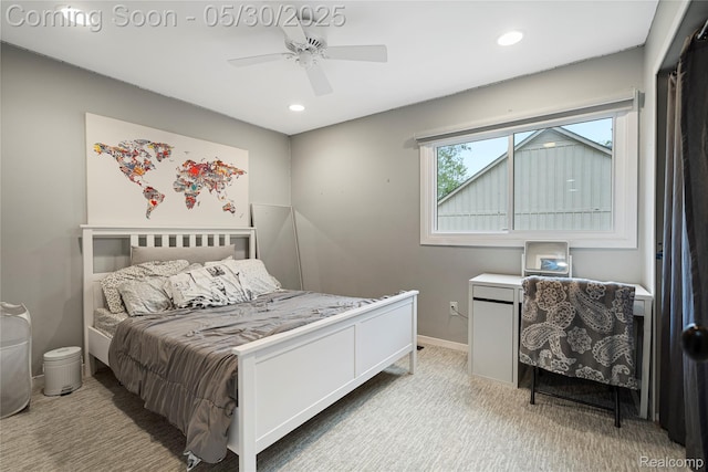 2640 Water Oaks Dr, West Bloomfield, MI 48324 - carpeted bedroom featuring recessed lighting, baseboards, and a ceiling fan