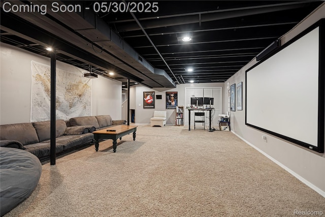 2640 Water Oaks Dr, West Bloomfield, MI 48324 - carpeted cinema room with baseboards